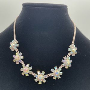 Snow Flake shaped Crystals w/ Pink Laminate chain